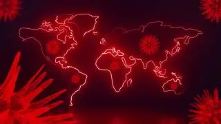 Covid-19 Corona Virus World Map Outline Glowing Neon Lights Animated Background - Motion Made
