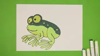 Как нарисовать простую мультяшную лягушку маркерами. Рисование шаг за шагом для детей