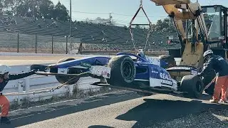 【スーパーフォーミュラ クラッシュマシン撤去シーン】鈴鹿サーキット：ザック オサリバン【SUPER FORMULA】