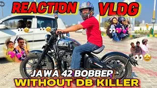 Jawa 42 Bobber Public reaction Without Db killer 🔥#cutegirlrection #publicreaction  #motovlog