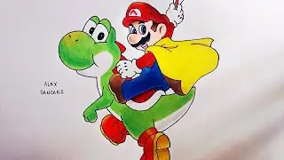 Como Dibujar a Mario y Yoshi | How To Draw Mario And Yoshi | Super Mario World | ALEX STAR