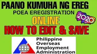 How to Register POEA eRegistration Online  | How to Edit and Save | 2020