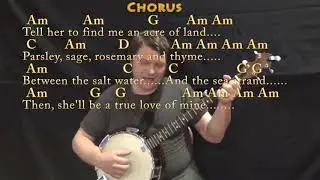 Scarborough Fair (Traditional) Banjo Cover Lesson in Am with Chords/Lyrics