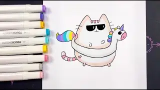 How to draw a cat with glasses with a circle 🐱Pushin the cat