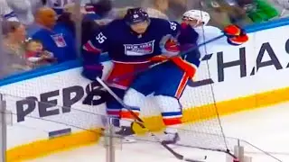 Ryan Lindgren Injury From Hit By JG Pageau (FULL CLIP) Islanders Rangers | NHL Highlights