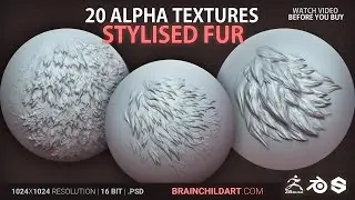 Stylised (FUR) - 20 ALPHAS | Alpha pack for Zbrush, Blender & Substance | Animal FUR creation Zbrush