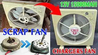 Scrap Fan Conversion To Portable Charger Fan 12V 15000mAh BLDC Motor NIDEC