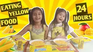 Eating Only YELLOW Food For 24 HOURS Challenge | Zynzoe