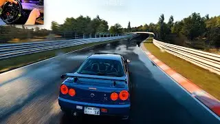 PHOTOREALISTIC Graphics Assetto Corsa - Just Play 973hp Drift Skyline R34 in Nürburgring + G29