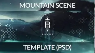 Photoshop template - (FREE) CLEAN Mountain Scene (PSD)
