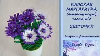 CAPE DAISY or Osteospermum from beads (part 1 of weaving FLOWERS) / video master class beaded flo...