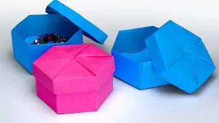 Easy paper box origami. How to make paper box. Origami hexagonal gift box tutorial