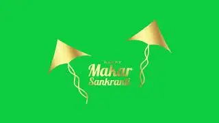 Golden Makar Sankranti Typography with Modern Golden Kite | Animation | Green Screen