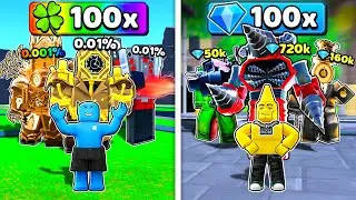 100x LUCK vs 100x GEMS in Toilet Tower Defense!
