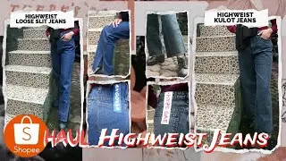 SHOPEE HAUL + TRY ON CELANA HIGHWAIST JEANS - JINISO