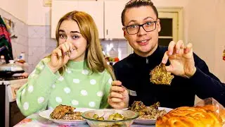 МУКБАНГ 🍖 Гречка с Свиными Ребрышками Соленые Огурцы в Томате Кушаем вместе АСМР еда asmr