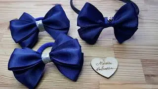 БАНТИКИ И ОБОДОК ИНДИГО, ИДЕАЛЬНО ДЛЯ ШКОЛЫ/ INDIGO BOWS AND HEADBAND, PERFECT FOR SCHOOL