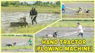 FARMERS USE HAND TRACTOR (PLOWING MACHINE) PREPARING FOR RICE PLANTING #buhayprobinsya