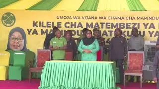MHE. RAIS SAMIA AKIPOKEA NA KUFUNGA MATEMBEZI YA KUADHIMISHA MIAKA 60 YA MAPINDUZI MATUKUFU..