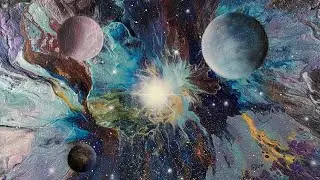 Brilliant Galaxy: Painting Tutorial - Fluid Acrylic  Painting -Art Demo - How To | 