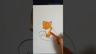 Рисуем мультяшную лису фломастерами