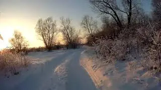 Snow-Ice fatbike and winter landscape