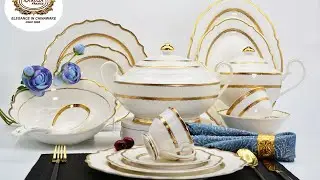 White color European style embossed gold porcelain tableware set - Karosa