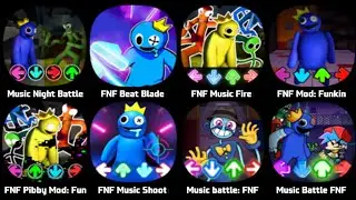 FNF Rainbow Friends, Music Night Battle, FNF Beat Blade, Raptime Battle, FNF Pibby Mod, Waifu Battle