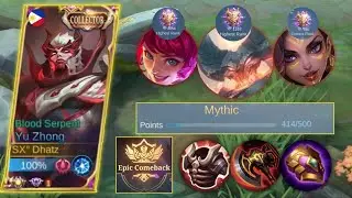 MY HARDEST SOLO RANK GAME IN MYTHICAL GLORY TIER | YU ZHONG EMBLEM SET 2022 - MLBB