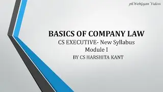 Basics of Company Law- CS EXECUTIVE NEW  SYLLABUS