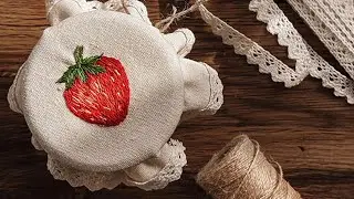 Hand Sewing Lace to an Embroidered Jar Cover: Backstitch