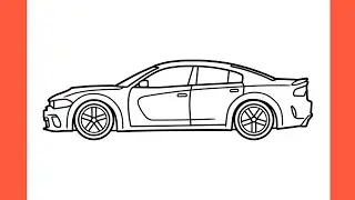 How to draw a DODGE CHARGER SRT HELLCAT REDEYE easy / drawing dodge widebody 2019 car step by step