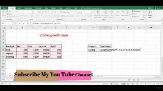 How to use Vlookup with Sum in Excel