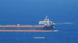 Italian Guardia di Finanza OPV P.04 Osum patrolling Chios Strait in east Aegean Sea under Frontex.