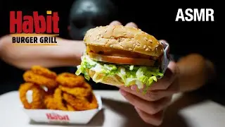 ASMR 🍔 THE HABIT BURGER & FRIED ONION RINGS (No Talking) Eating Sounds