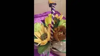 Корзина из конфет. Гофрированная бумага