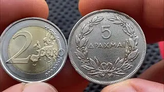 2 euro 2024 + Greece 5 drachmas, 1930