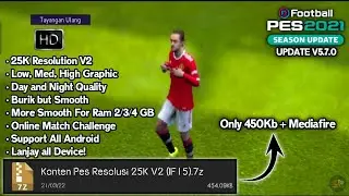 CONFIG PES 2021 MOBILE NO LAG RESOLUSI 25K V2 | CARA ATASI LAG PES 2021 MOBILE UPDATE V5.7.0