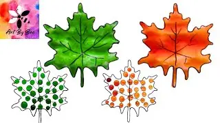 Maple Leaf 🍁 coloring with color droplets💦#satisfyingart #mapleleaves #coloring #satisfying #asmr