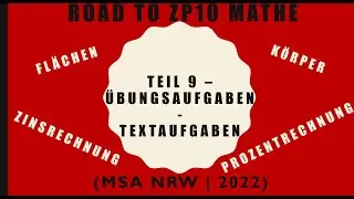 Road to ZP 10 Mathe! - Flächen, Körper, Prozentrechnung - Textaufgaben | Übungsaufgaben
