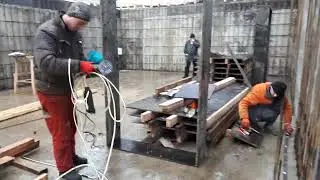Монтаж бентонітового шнура у примикання підлога/стіна. Підвал. Київська обл Лебедівка