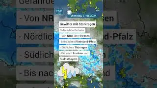 ⚠: Heftige Gewitter mit Starkregen: In relativ kurzer Zeit hohe Regenmengen möglich. 