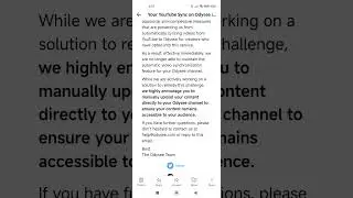 YouTube stop Odysee automatic uploads