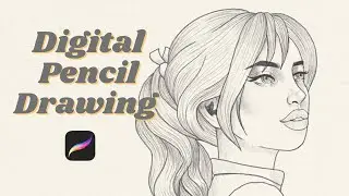 Digital drawing apple pencil of Pinterest Girl 💮 iPad 9th Gen 🍃 Procreate
