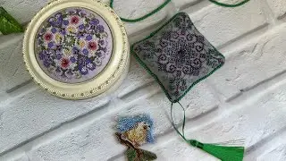 #208 Mill Hill "Royal Orchid" , "Bye bye Birdie" и Just nan "Pansy mix" от начала до готовых работ