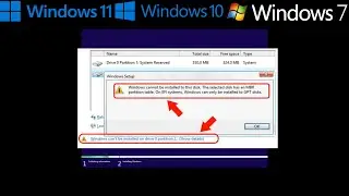 Windows cannot be installed to this disk The selected disk has a GPT partition style FIX