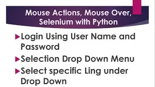 Mouse actions  Mouse over, Dropdown Menu selecting