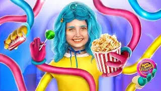 Mamãe Pernas Longas e Huggy Wuggy Esgueirando Doces no Cinema!