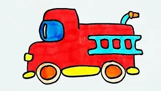 Пожарная машинка раскраска для детей. Просто и быстро учимся рисовать. Веселые Карандаши.