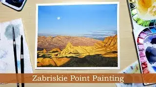 Watercolor Painting Process of Zabriskie Point